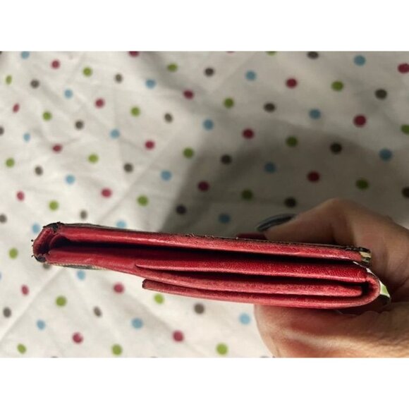 Gucci Vintage Red Leather & GG Monogram Canvas Bifold Wallet with Coin Pocket - Picture 6 of 8
